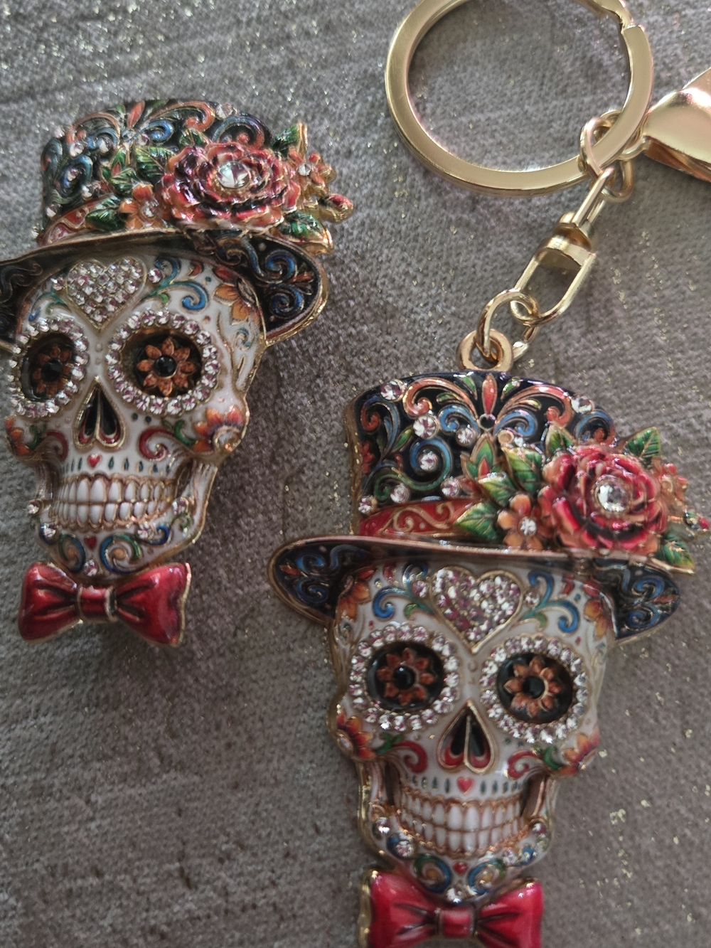 Sugar Skull Floral Hat Bag Charm / Keychain & BROOCH SET🎉NWT